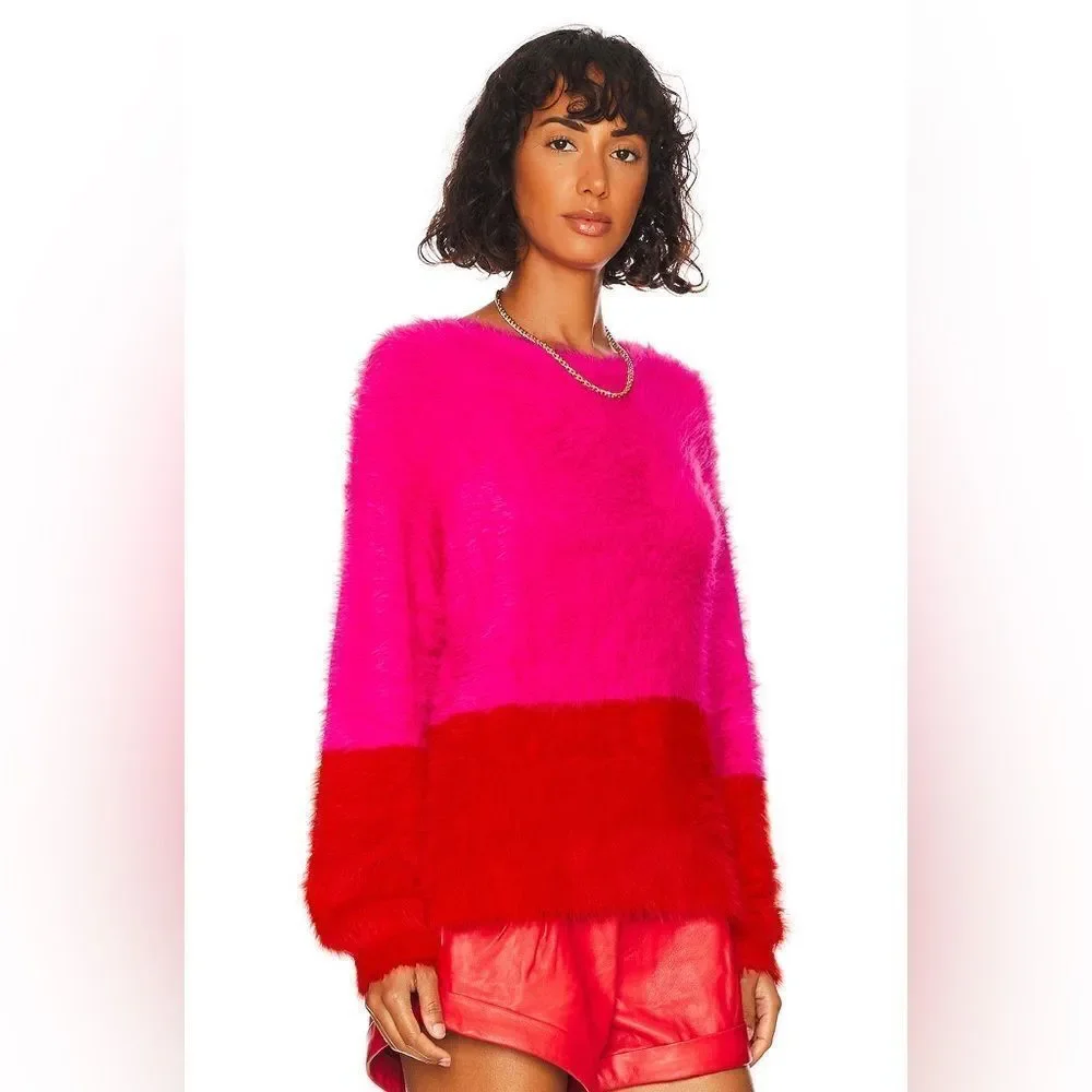 One Teaspoon Lost Signal Colour Block Pink Red Dress Sweater Crew Size S